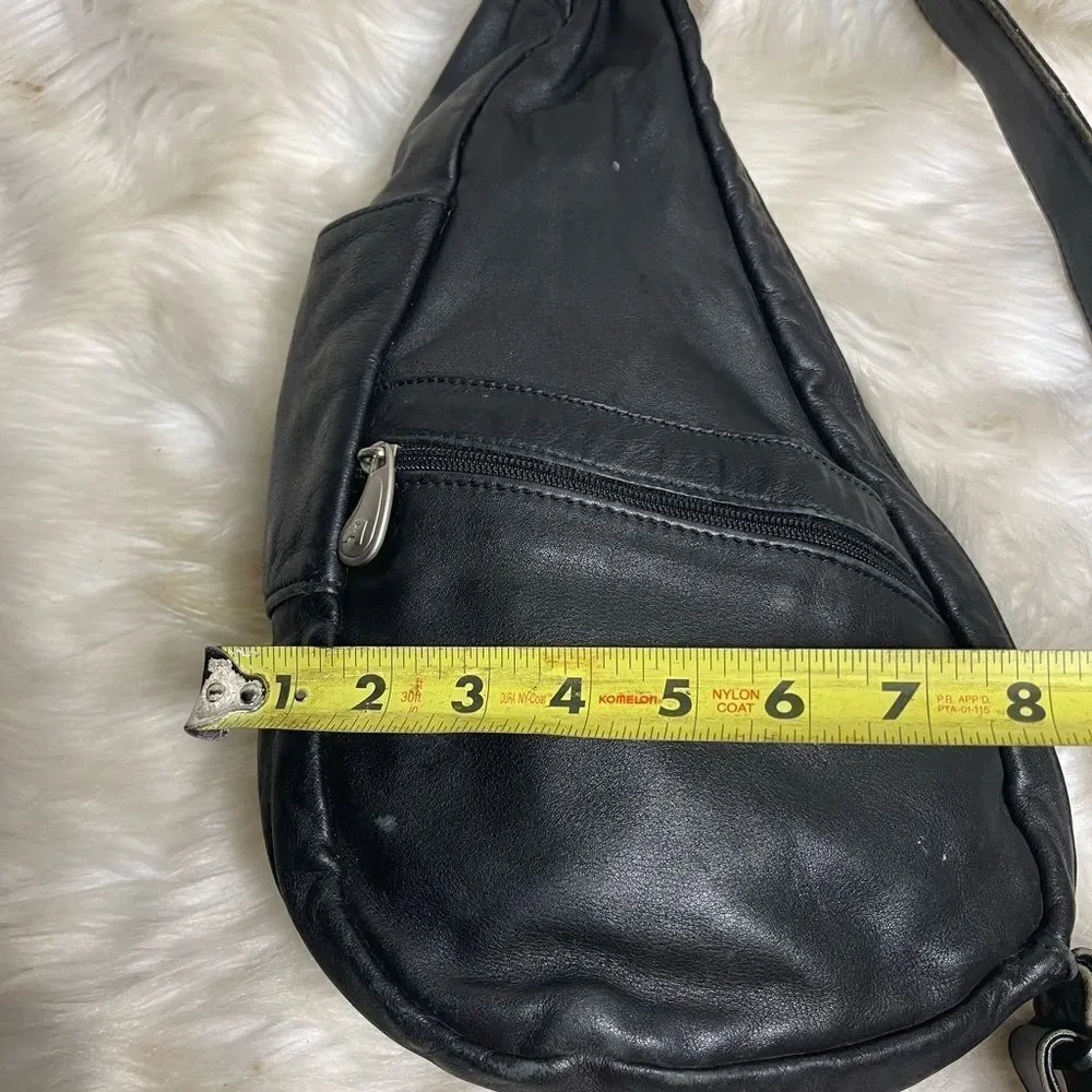 Ameri bag USAvintage Healthy Back sling back  Black Leather silver tone hardware